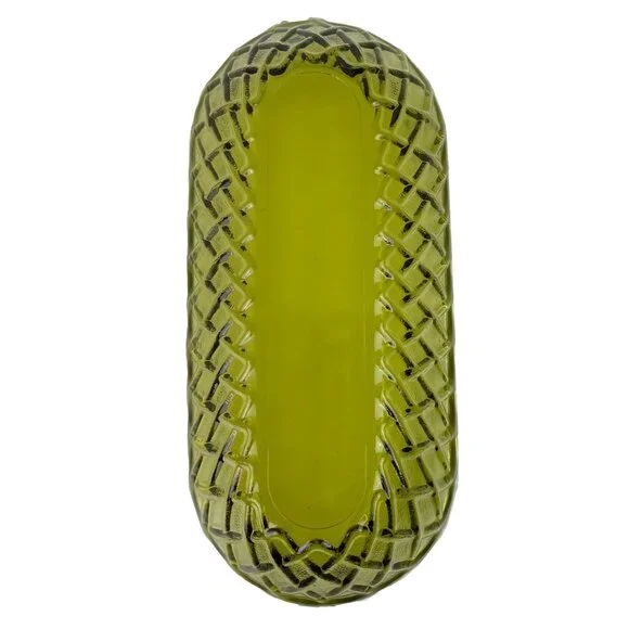 Vintage Indiana Glass Co Avocado Green Celery Dish Pretzel Pattern - Picture 6 of 11